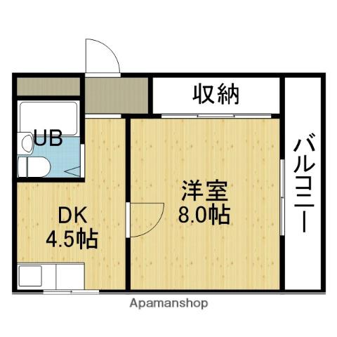 シャトー第2平野(1DK/3階)の間取り写真