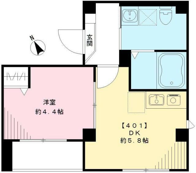 平井SKハイツ(1DK/4階)の間取り写真