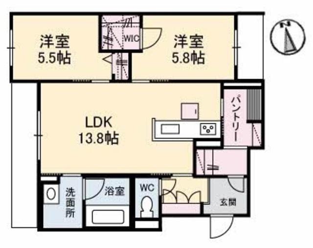 フローラ(2LDK/1階)の間取り写真