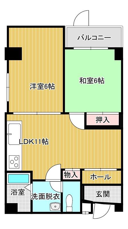 エクセルふたすぎ(2LDK/2階)の間取り写真
