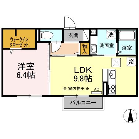 ラフィーネ フジ(1LDK/1階)の間取り写真