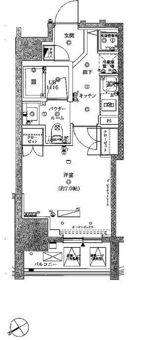 フェルクルール上野駅前(1K/13階)の間取り写真