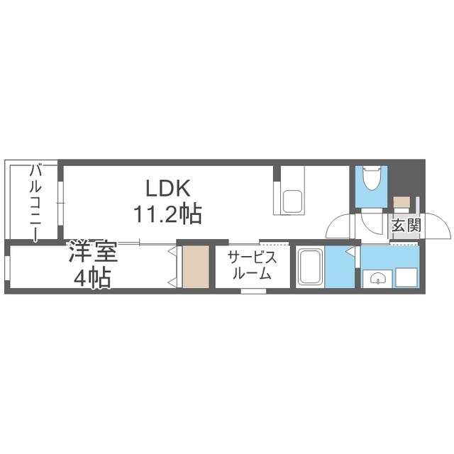 CUBE SUCRE内橋(1SLDK/4階)の間取り写真