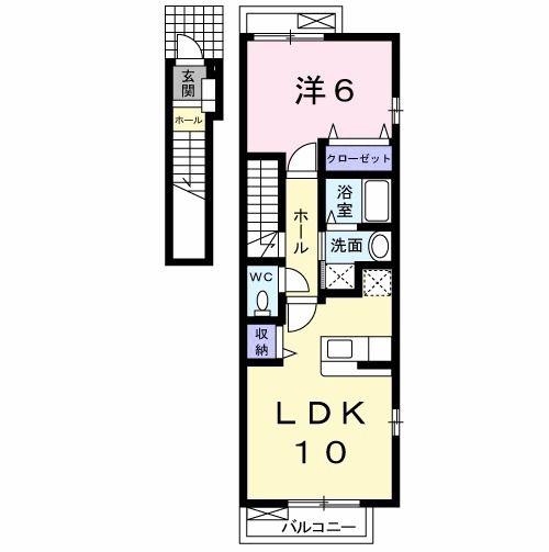 ウィスティリアI(1LDK/2階)の間取り写真