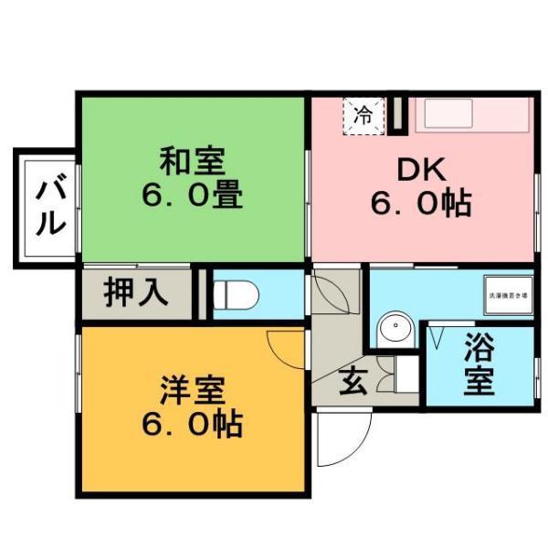 ヴィラ小森野A棟(2DK/1階)の間取り写真