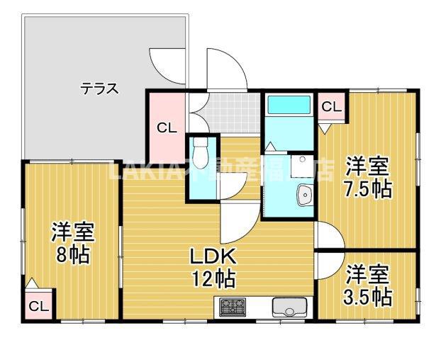 グルンテープ(3LDK/4階)の間取り写真