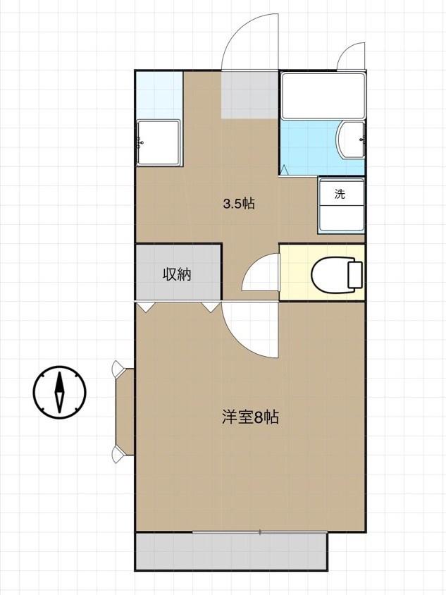 ヒルセレッソ(1K/2階)の間取り写真