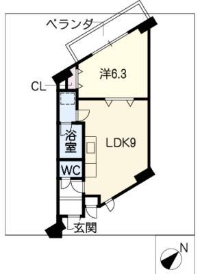 パレスHAKUHO(1LDK/5階)の間取り写真