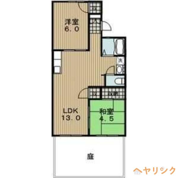 シャトル緑ヶ丘I(2LDK/1階)の間取り写真