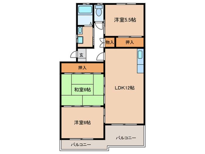 コーポウィステリア24(3LDK/2階)の間取り写真