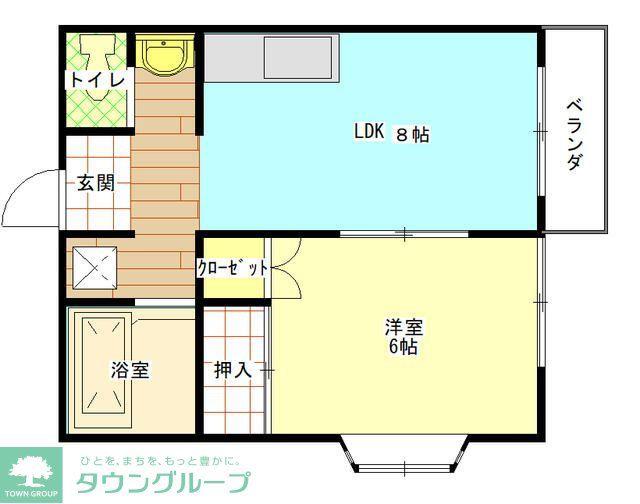 東林間スカイコーポ(1LDK/2階)の間取り写真