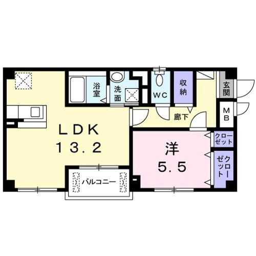 プレジール立町K(1LDK/2階)の間取り写真