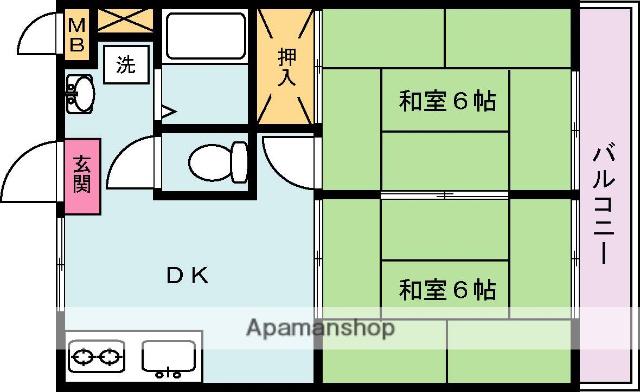 キープハウス(2DK/3階)の間取り写真