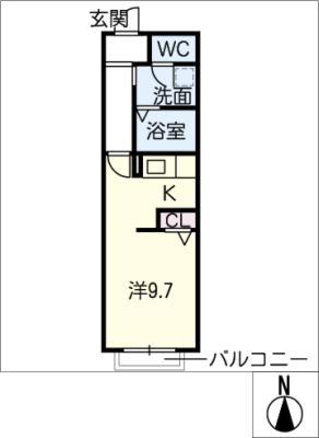 アリエッタ伝馬(1K/1階)の間取り写真