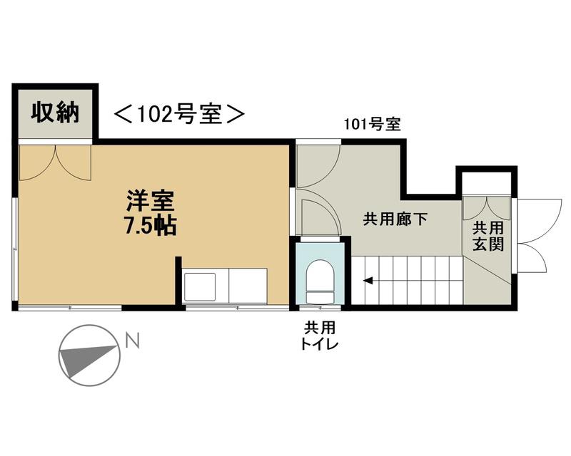 徳久アパート(ワンルーム/1階)の間取り写真