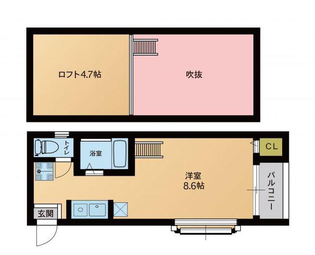 ソフィー箱崎(1K/1階)の間取り写真