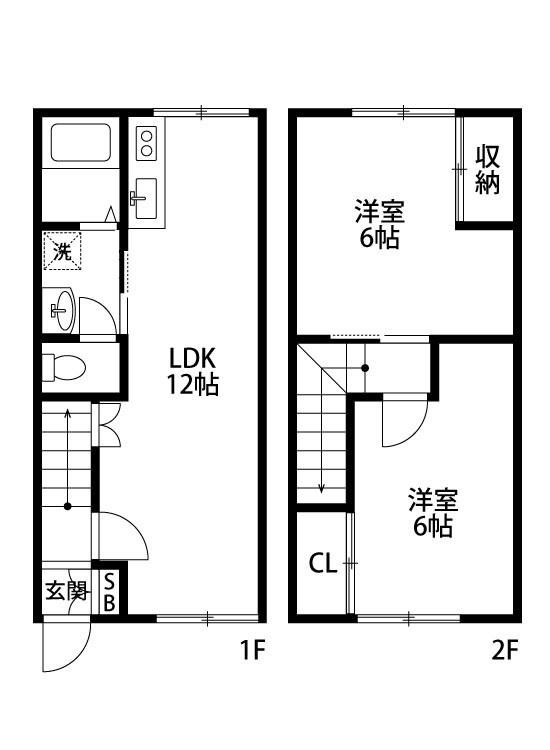 スカイタウンC棟(2LDK/1階)の間取り写真