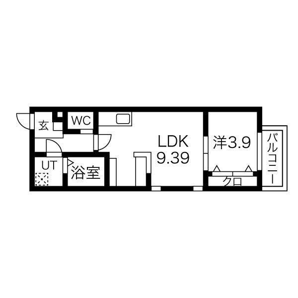 STORIA栄生(1LDK/2階)の間取り写真