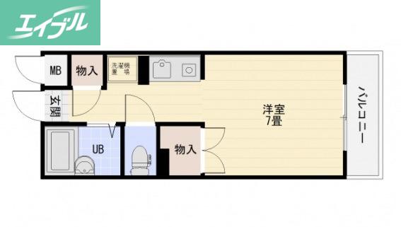 アルファ西古松(1K/2階)の間取り写真
