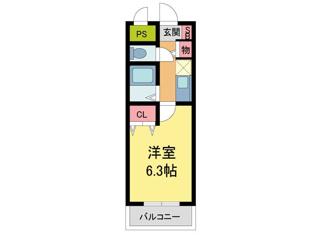 イースガーデン(1K/4階)の間取り写真