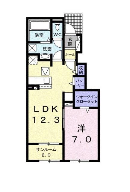 カルミア II(1LDK/1階)の間取り写真