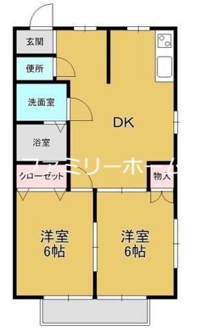 グランメール舟木(2LDK/2階)の間取り写真