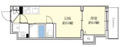 AXIA M CITY大阪瑞光(1DK/1階)の間取り写真