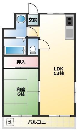 第2大道ハイツ(1LDK/2階)の間取り写真
