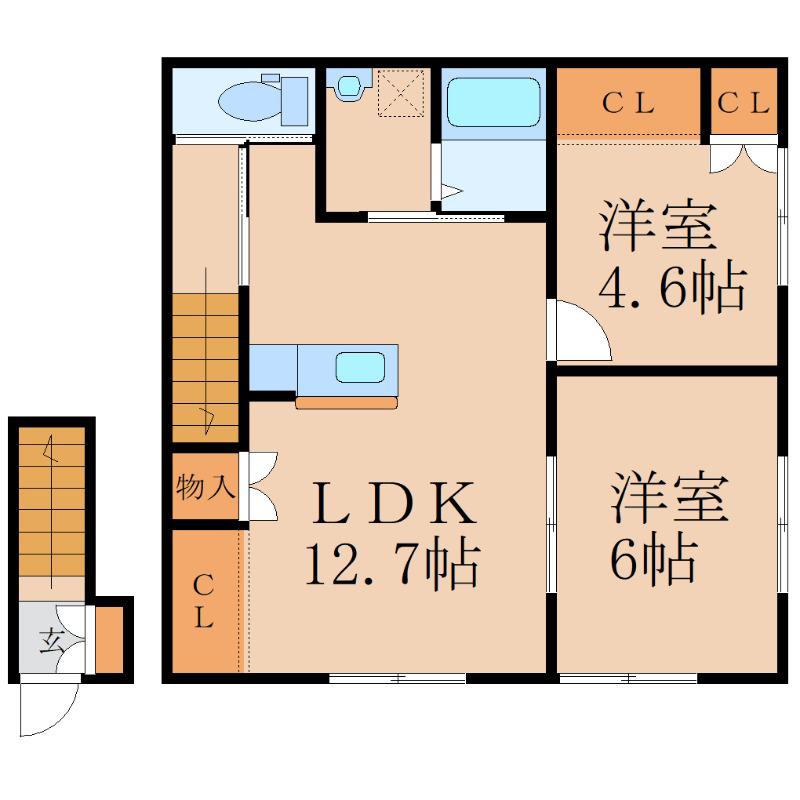 ラファエロ(2LDK/2階)の間取り写真