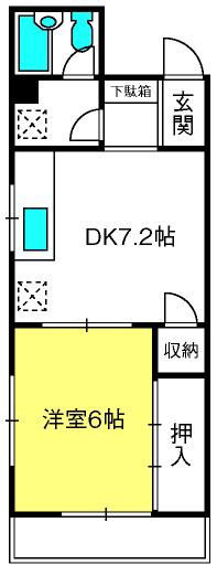 ユーコート朝霞台(1DK/1階)の間取り写真