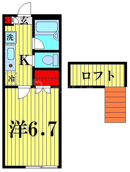 プログレ中央(1K/2階)の間取り写真
