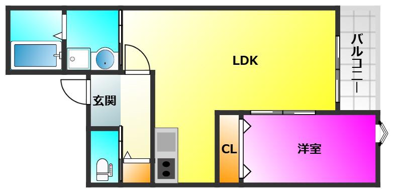 グランリオ百年橋(1LDK/1階)の間取り写真