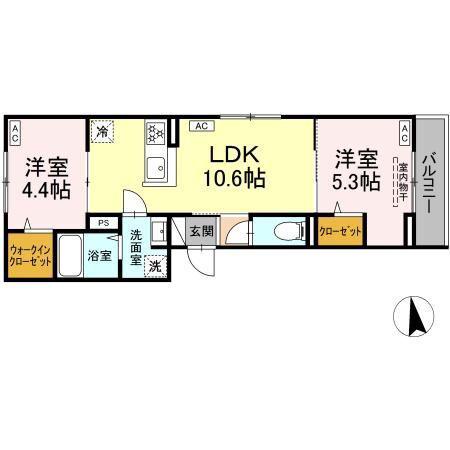 グラナーデ西新井栄町(2LDK/3階)の間取り写真
