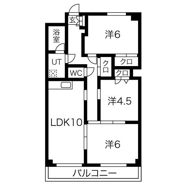 ハイツソレアード(3LDK/1階)の間取り写真