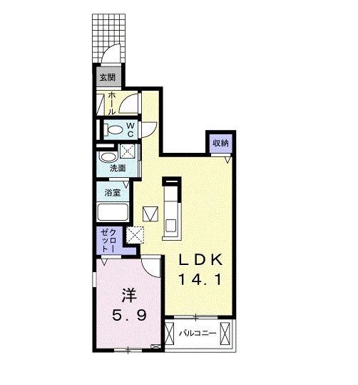 アフェクト スクエア(1LDK/1階)の間取り写真