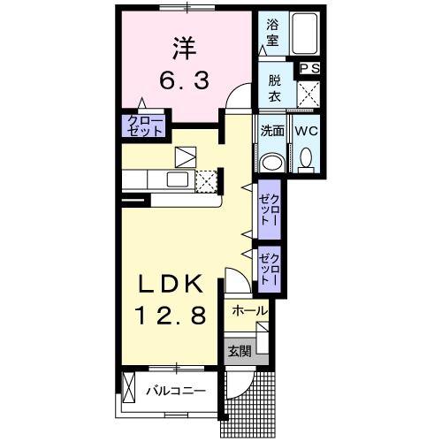アルページュC(1LDK/1階)の間取り写真