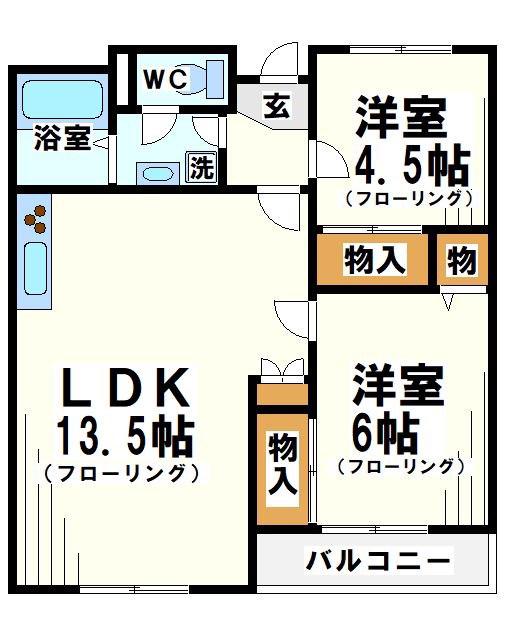京王線 調布駅 徒歩2分 10階建 築56年(2LDK/9階)の間取り写真