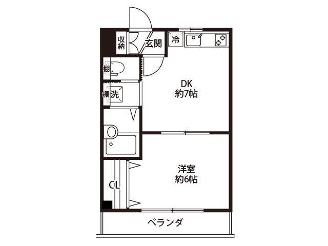 タウン箕輪(1LDK/3階)の間取り写真