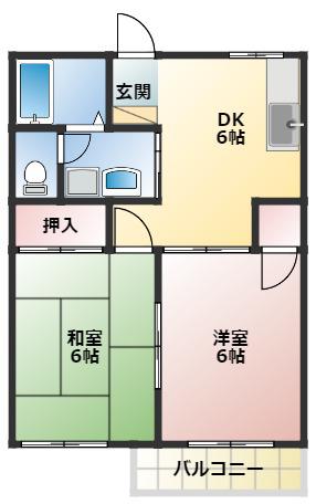 アルカサール西島B(2DK/2階)の間取り写真