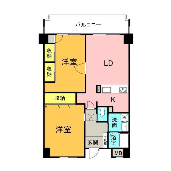 グランデ元塩(2LDK/6階)の間取り写真