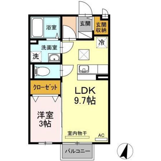 セジュール瀬戸下A棟(1LDK/1階)の間取り写真