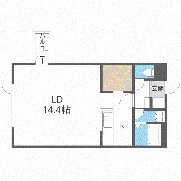 PALAZZO麻生I(1K/2階)の間取り写真