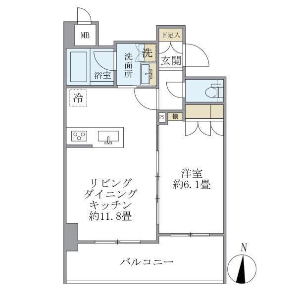 レクシード両国駅前(1LDK/5階)の間取り写真