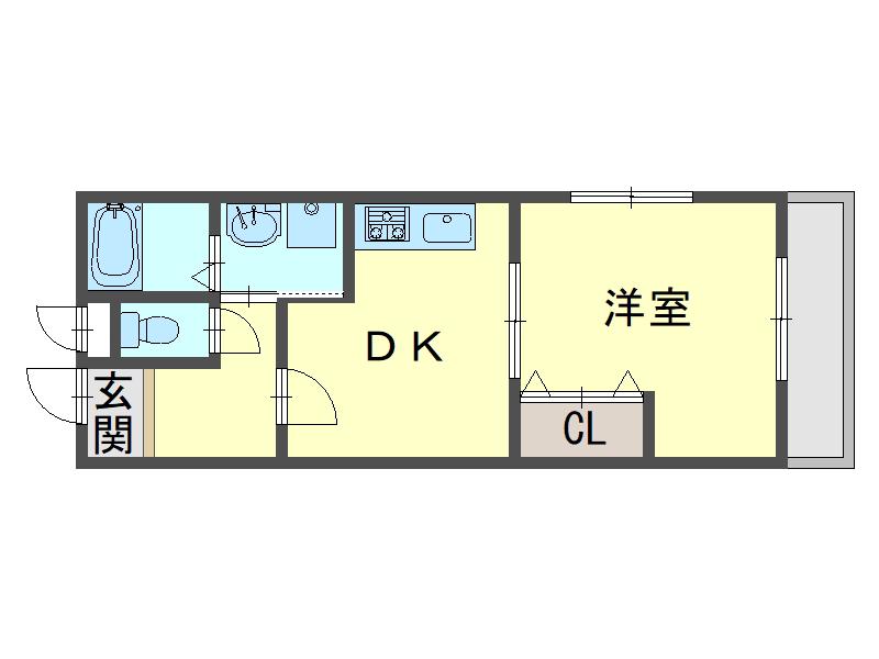 フロイデ二番館(1DK/2階)の間取り写真
