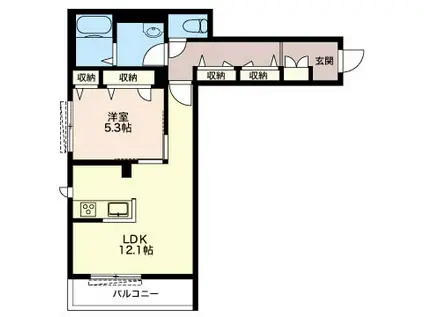 アンソレイユ慶(1LDK/1階)の間取り写真
