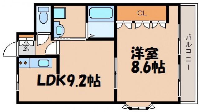 FLAT STELLA(1LDK/2階)の間取り写真