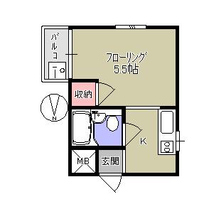 コーポグリーン(1K/4階)の間取り写真