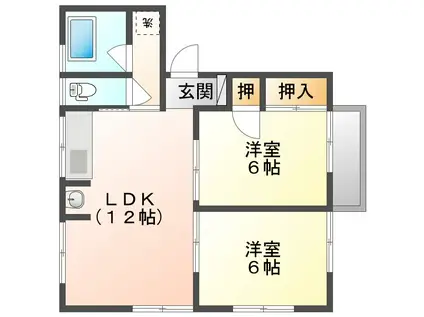 菊池コーポ1号(2LDK/2階)の間取り写真