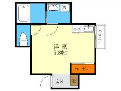 FKK5(ワンルーム/1階)の間取り写真