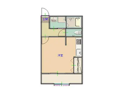 パステルヒルズII(1K/2階)の間取り写真